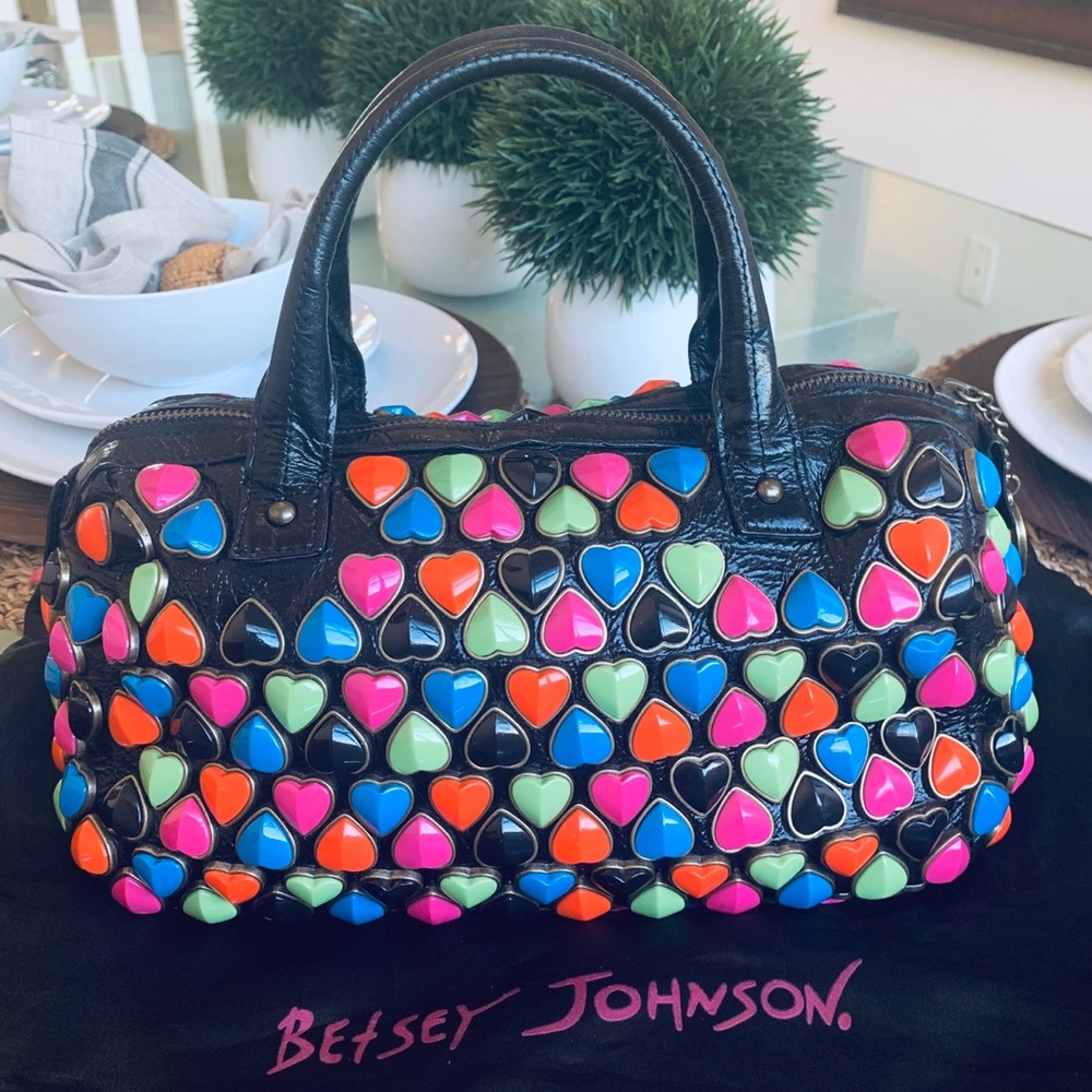 💙SALE!!  Betsey Johnson multi color Heart Satchel